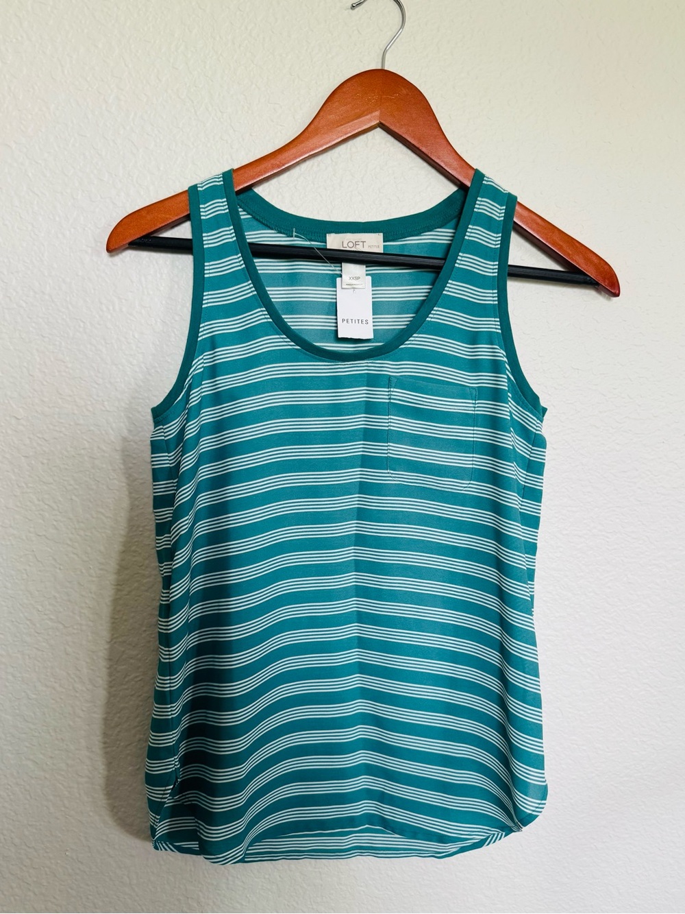 Ann Taylor LOFT Teal Striped Sleeveless Blouse Top XXS